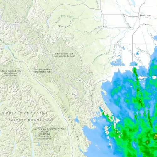 Radar near Banff at now — 8:54 pm MDT, Mon Sep 7