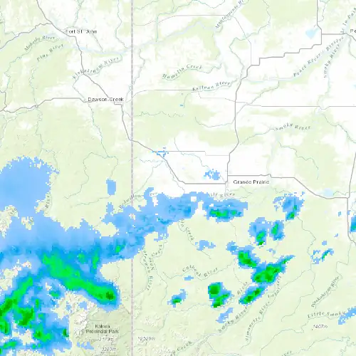 Radar near Beaverlodge at now — 12:00 am MDT, Sat Jul 11