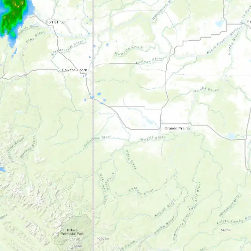 Radar near Beaverlodge at now — 9:00 pm MDT, Mon Sep 7
