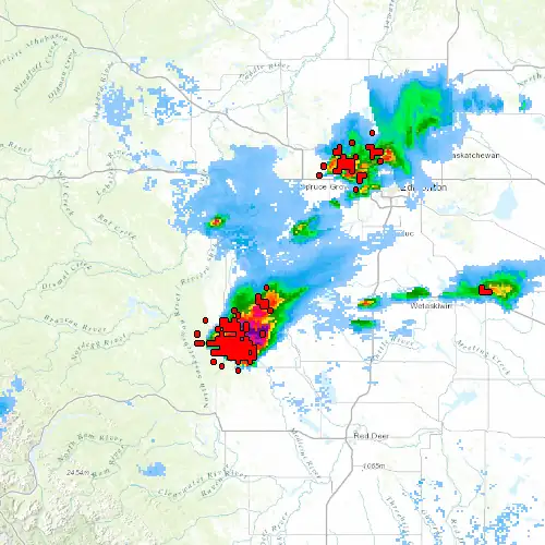 Radar near Breton at now — 12:00 am MDT, Sat Jul 11