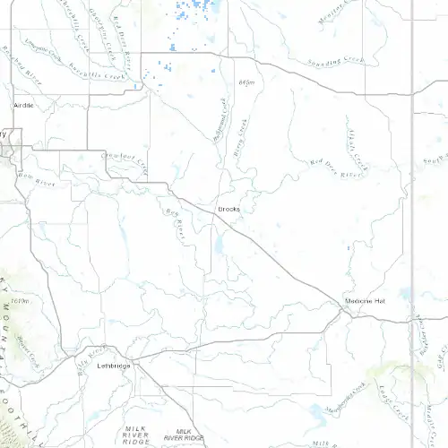 Radar near Brooks at now — 10:48 pm MDT, Fri Jul 10
