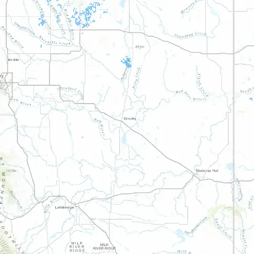 Radar near Brooks at now — 12:00 am MDT, Sat Jul 11