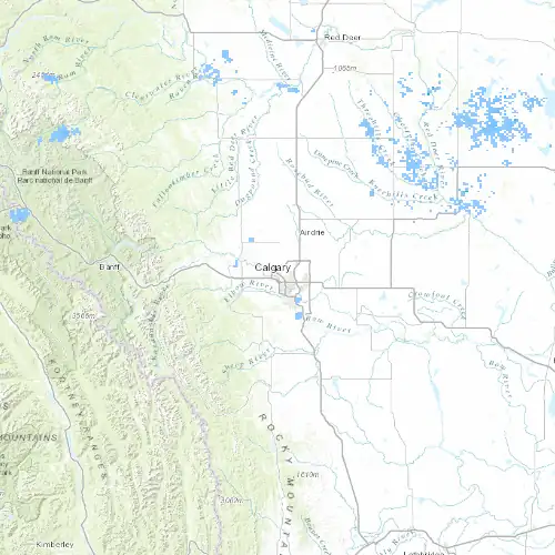 Radar near Calgary (Olympic Park) at now — 11:00 pm MDT, Fri Jul 10