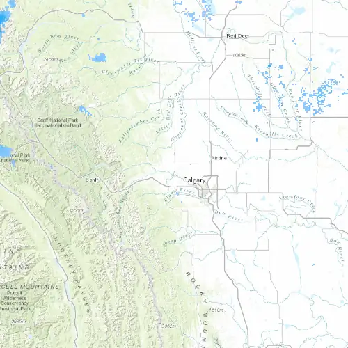 Radar near Cochrane at now — 12:00 am MDT, Sat Jul 11