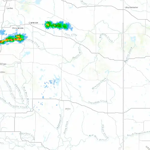 Radar near Coronation at now — 10:48 pm MDT, Fri Jul 10
