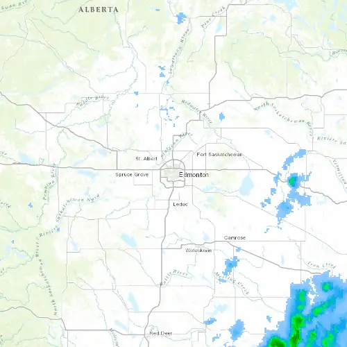 Radar near Edmonton at now — 8:54 pm MDT, Mon Sep 7