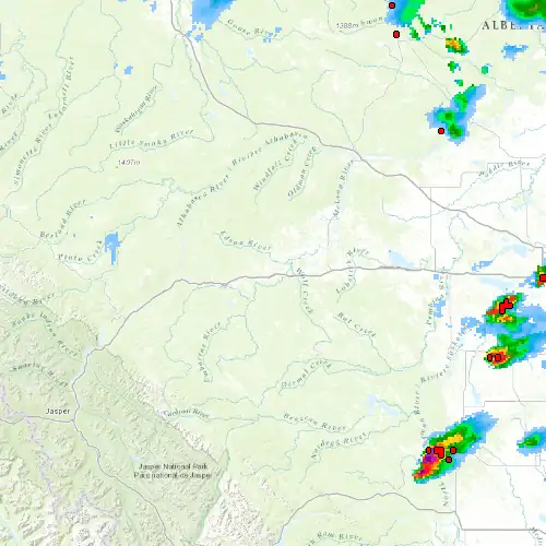 Radar near Edson at now — 10:48 pm MDT, Fri Jul 10