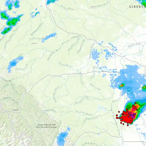 Radar near Edson at now — 12:00 am MDT, Sat Jul 11