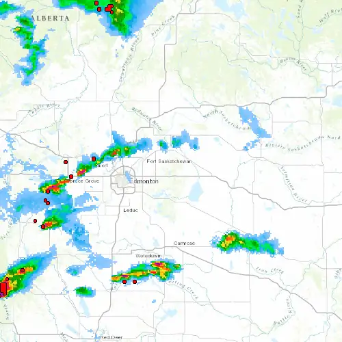 Radar near Elk Island (National Park) at now — 11:06 pm MDT, Fri Jul 10