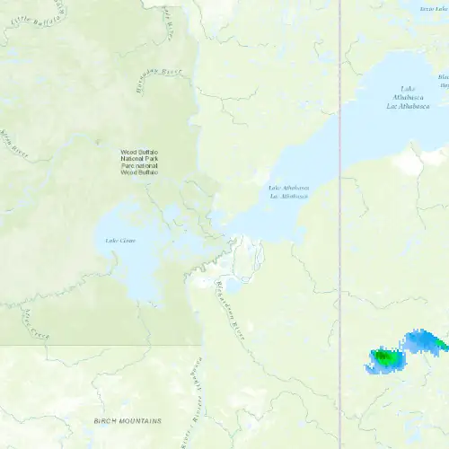 Radar near Fort Chipewyan at now — 12:06 am MDT, Sat Jul 11