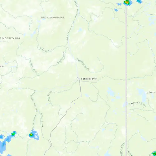 Radar near Fort McMurray at now — 11:00 pm MDT, Fri Jul 10