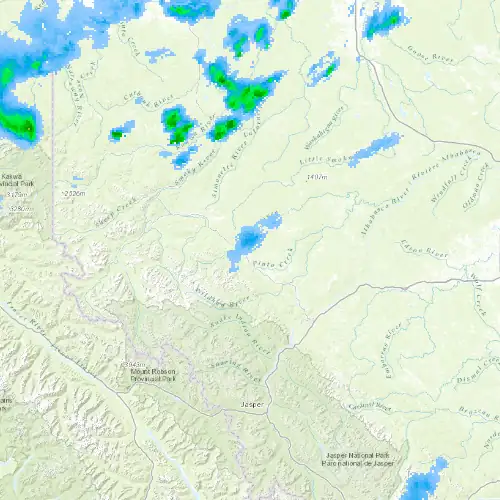 Radar near Hendrickson Creek at now — 12:06 am MDT, Sat Jul 11