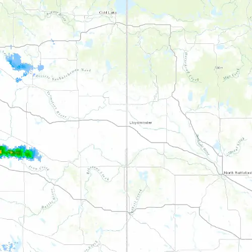 Radar near Lloydminster at now — 10:48 pm MDT, Fri Jul 10
