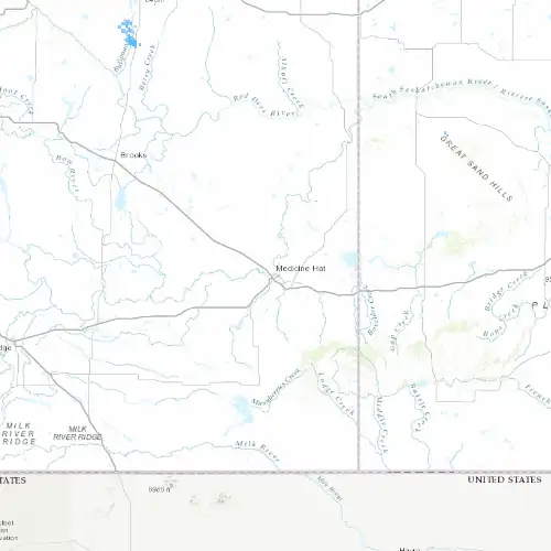 Radar near Medicine Hat at now — 12:06 am MDT, Sat Jul 11