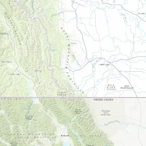 Radar near Pincher Creek at now — 12:12 am MDT, Sat Jul 11