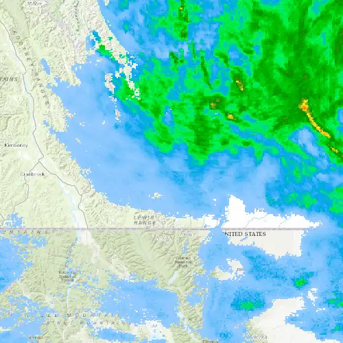 Radar near Pincher Creek at now — 9:06 pm MDT, Mon Sep 7