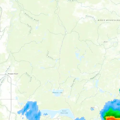 Radar near Red Earth Creek at now — 12:12 am MDT, Sat Jul 11