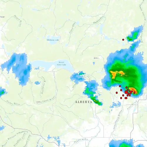 Radar near Slave Lake at now — 12:06 am MDT, Sat Jul 11
