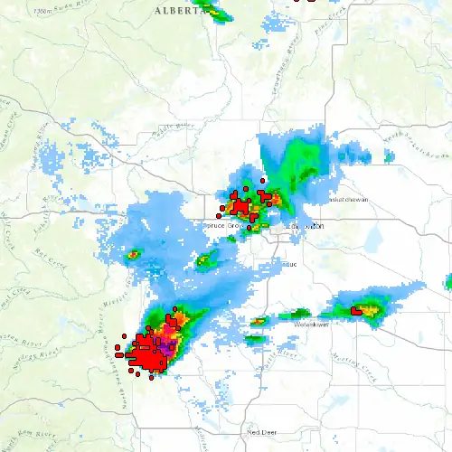 Radar near Stony Plain at now — 12:00 am MDT, Sat Jul 11