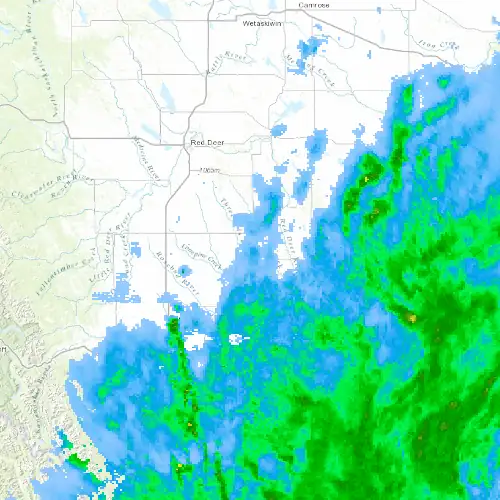 Radar near Three Hills at now — 9:00 pm MDT, Mon Sep 7