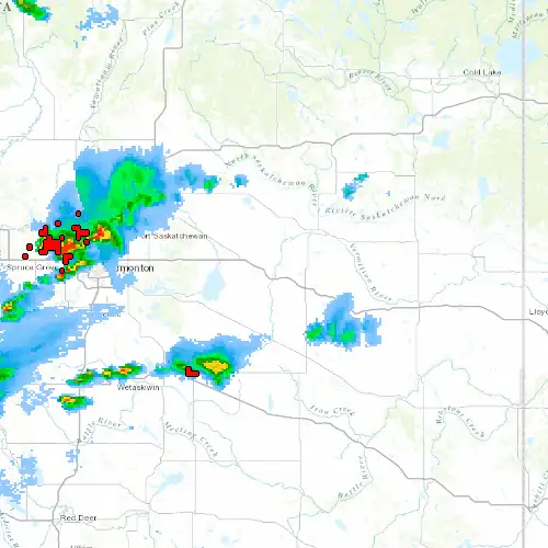 Radar near Vegreville at now — 12:06 am MDT, Sat Jul 11