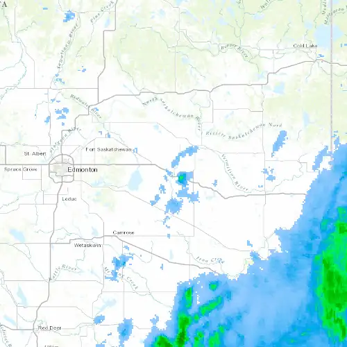 Radar near Vegreville at now — 9:00 pm MDT, Mon Sep 7