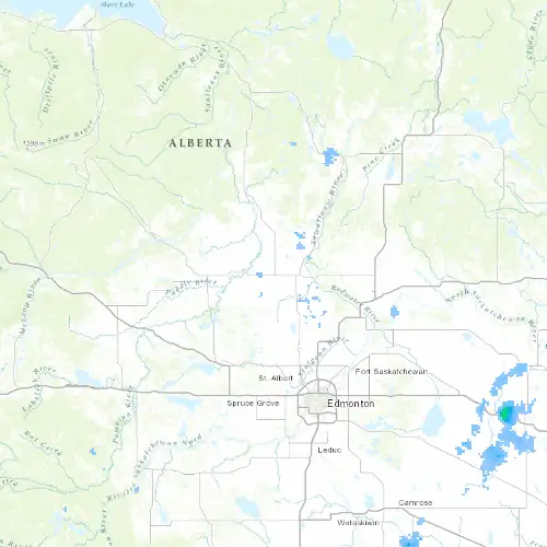 Radar near Westlock at now — 8:54 pm MDT, Mon Sep 7