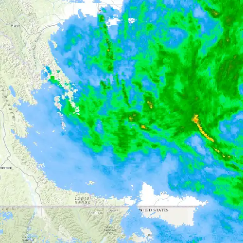 Radar near Willow Creek (Provincial Park) at now — 9:06 pm MDT, Mon Sep 7