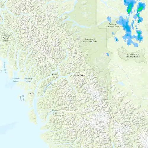 Radar near Bella Coola at now — 11:00 pm PDT, Fri Jul 10
