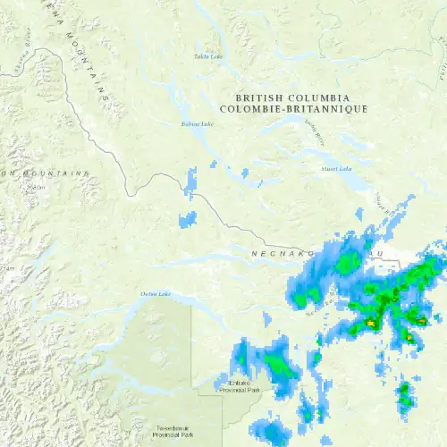 Radar near Burns Lake at now — 10:00 pm PDT, Fri Jul 10