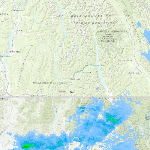Radar near Castlegar at now — 8:00 pm PDT, Mon Sep 7