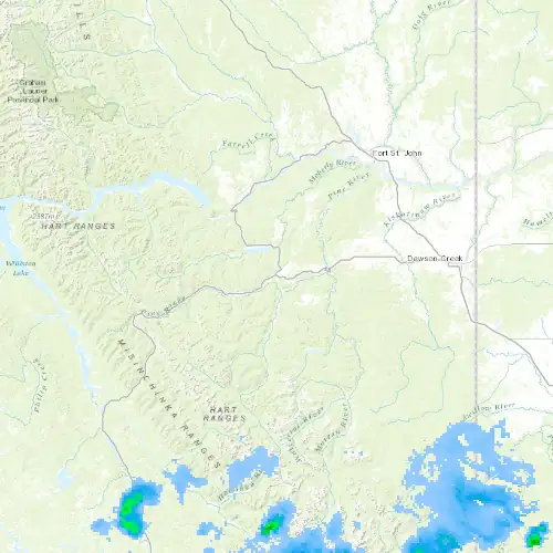 Radar near Chetwynd at now — 9:54 pm PDT, Fri Jul 10