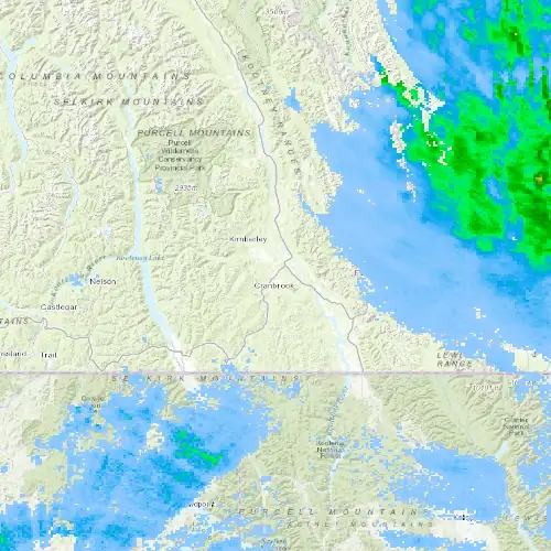 Radar near Cranbrook at now — 8:54 pm MDT, Mon Sep 7