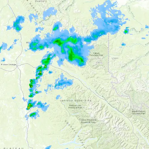 Radar near Dome Creek at now — 10:00 pm PDT, Fri Jul 10