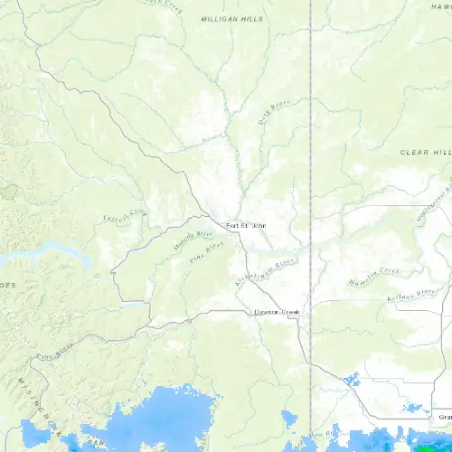 Radar near Fort St. John at now — 11:06 pm PDT, Fri Jul 10