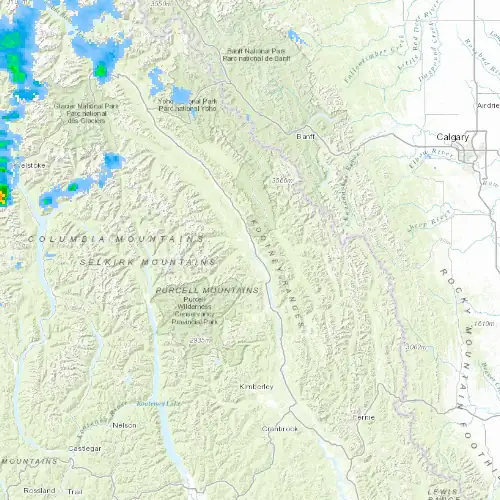 Radar near Invermere at now — 12:00 am MDT, Sat Jul 11