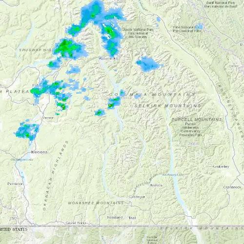 Radar near Nakusp at now — 9:48 pm PDT, Fri Jul 10
