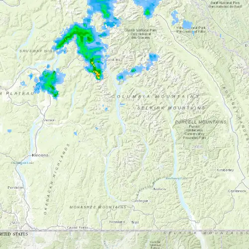 Radar near Nakusp at now — 11:00 pm PDT, Fri Jul 10