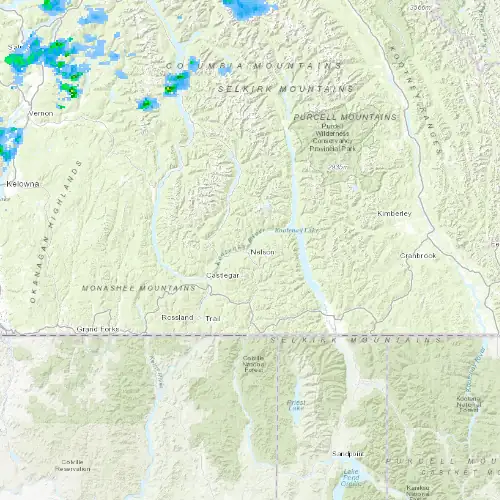 Radar near Nelson at now — 9:48 pm PDT, Fri Jul 10