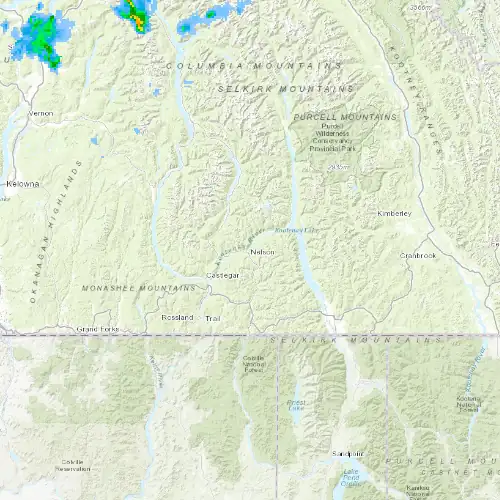 Radar near Nelson at now — 11:00 pm PDT, Fri Jul 10