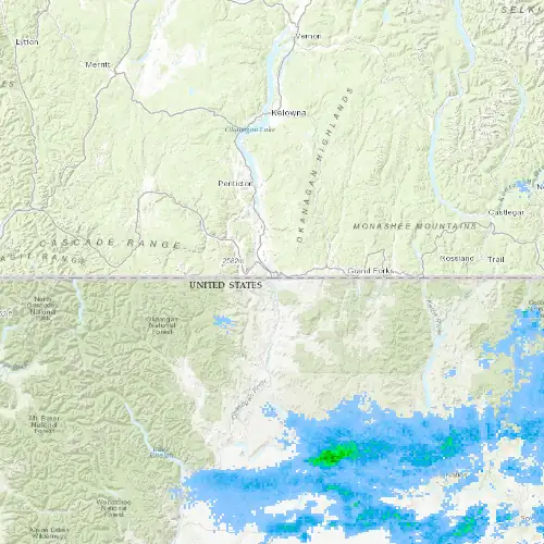 Radar near Osoyoos at now — 7:54 pm PDT, Mon Sep 7