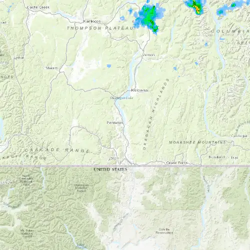 Radar near Penticton at now — 11:00 pm PDT, Fri Jul 10
