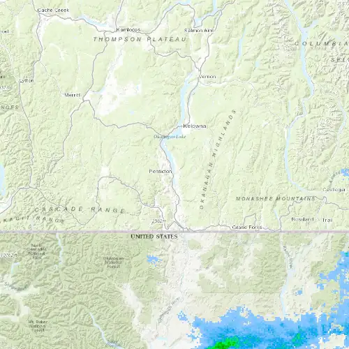 Radar near Penticton at now — 7:54 pm PDT, Mon Sep 7