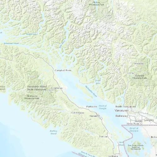 Radar near Powell River at now — 7:54 pm PDT, Mon Sep 7