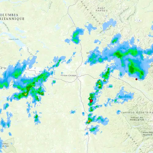 Radar near Prince George at now — 9:54 pm PDT, Fri Jul 10