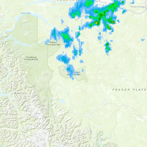 Radar near Puntzi Mountain at now — 10:00 pm PDT, Fri Jul 10