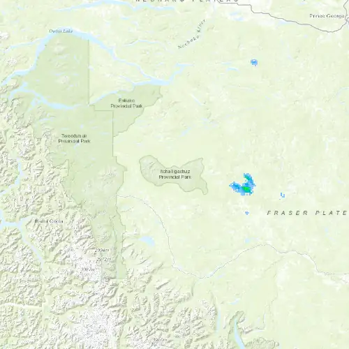 Radar near Puntzi Mountain at now — 8:00 pm PDT, Mon Sep 7