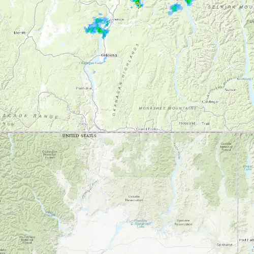 Radar near Rock Creek at now — 10:00 pm PDT, Fri Jul 10