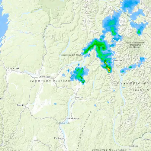 Radar near Salmon Arm at now — 11:00 pm PDT, Fri Jul 10