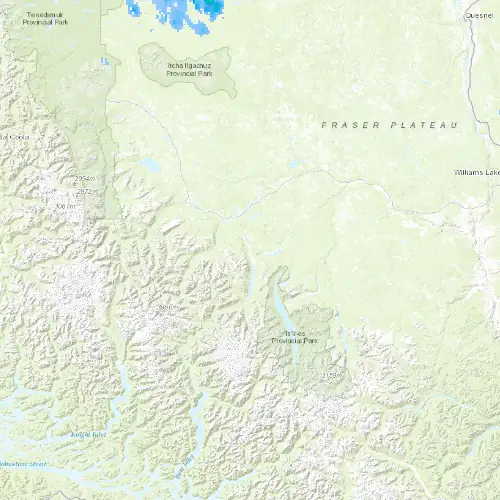 Radar near Tatlayoko Lake at now — 11:06 pm PDT, Fri Jul 10